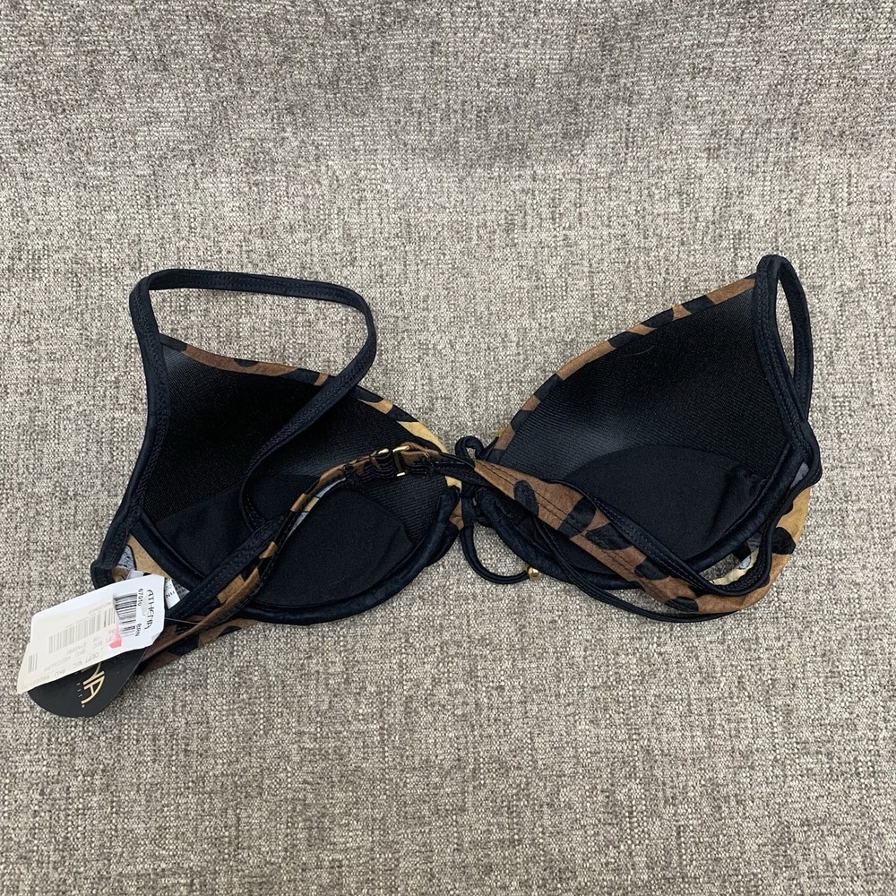 Athena Kenya Retro Bikini Bottom Top w/ Ties Swimsuit Sz 10 Animal Print Brown - Picture 6 of 7